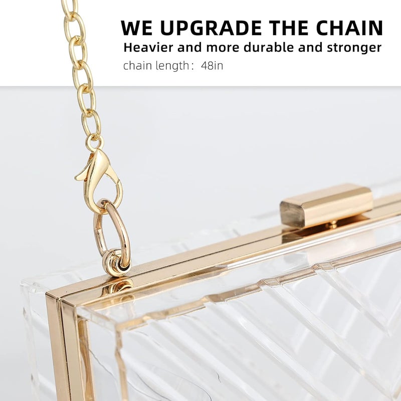 WJCD Clear Purses For Women Acrylic Clear Clutch Bag Stadium Approved - Image 3